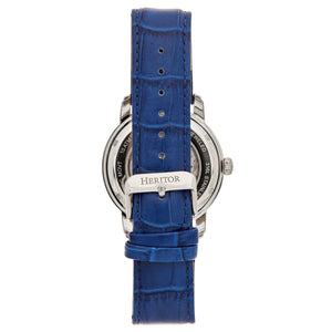 Heritor Automatic Protégé Leather-Band Watch w/Date - Silver/Blue - HERHS2903