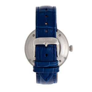 Heritor Automatic Jasper Skeleton Leather-Band Watch - Silver/Blue - HERHR8705