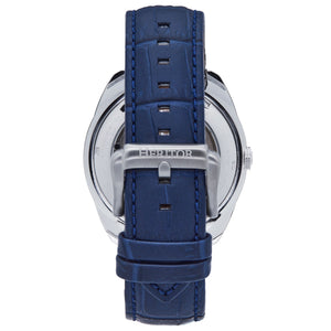 Heritor Automatic Roman Semi-Skeleton Leather-Band Watch - Silver/Navy - HERHS2202