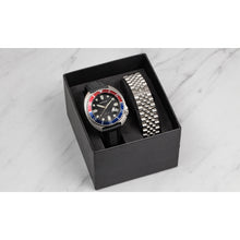 Load image into Gallery viewer, Heritor Automatic Matador Box Set with Interchangable Bands and Date Display - Red/Blue - HERHR9303
