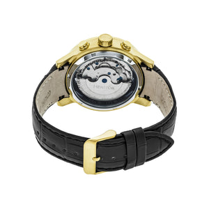 Heritor Automatic Hannibal Semi-Skeleton Leather-Band Watch - Gold/Silver - HERHR4103