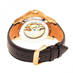 Heritor Automatic Windsor Semi-Skeleton Leather-Band Watch - Rose Gold/Silver - HERHR4205