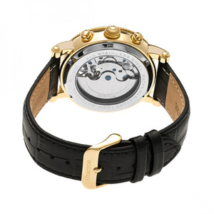 Heritor Automatic Winston Semi-Skeleton Leather-Band Watch - Gold/Black - HERHR5204