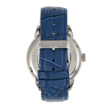 Load image into Gallery viewer, Heritor Automatic Sanford Semi-Skeleton Leather-Band Watch - Silver/Blue - HERHR8301
