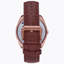 Load image into Gallery viewer, Heritor Automatic Roman Semi-Skeleton Leather-Band Watch - Rose Gold/Light Brown - HERHS2204
