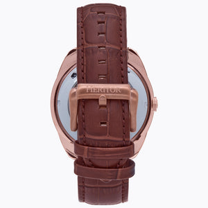 Heritor Automatic Roman Semi-Skeleton Leather-Band Watch - Rose Gold/Light Brown - HERHS2204