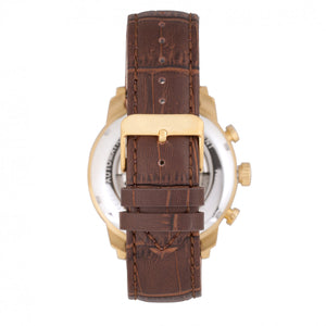Heritor Automatic Arthur Semi-Skeleton Leather-Band Watch w/ Day/Date - Gold/Silver - HERHR7904