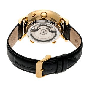 Heritor Automatic Edmond Leather-Band Watch w/Date - Gold/Black - HERHR6204