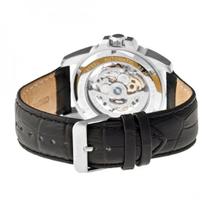 Heritor Automatic Armstrong Skeleton Leather-Band Watch - Silver/Black - HERHR3402