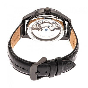 Heritor Automatic Sebastian Semi-Skeleton Leather-Band Watch  - Black - HERHR6905
