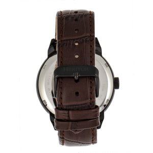 Heritor Automatic Sanford Semi-Skeleton Leather-Band Watch - Black/Brown - HERHR8306