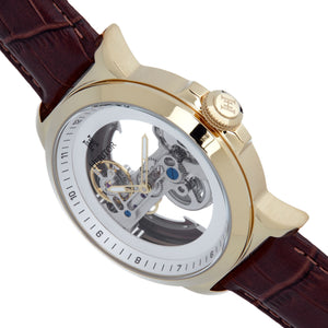 Heritor Automatic Xander Semi-Skeleton Leather-Band Watch - Gold/Brown - HERHS2403