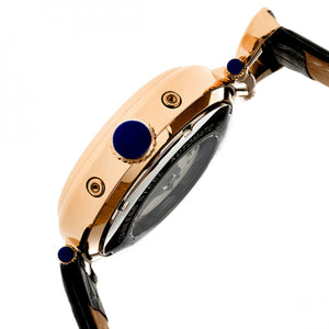 Heritor Automatic Ganzi Semi-Skeleton Leather-Band Watch - Rose Gold - HERHR3305