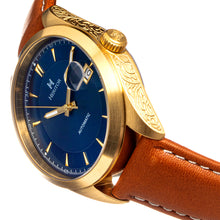 Load image into Gallery viewer, Heritor Automatic Ashton Leather-Band Watch w/Date - Dark Blue/Tan - HERHS1405
