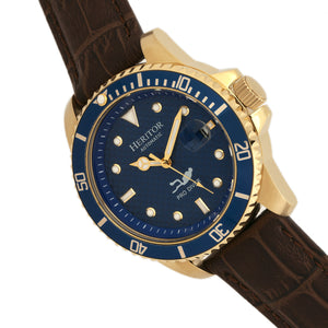 Heritor Automatic Lucius Leather-Band Watch w/Date - Gold/Blue - HERHR7810
