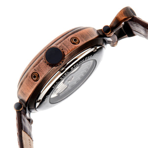 Heritor Automatic Ganzi Semi-Skeleton Leather-Band Watch - Bronze - HERHR3308