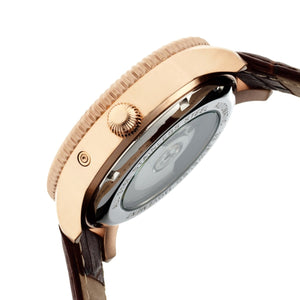 Heritor Automatic Piccard Semi-Skeleton Leather-Band Watch - Rose Gold/Black - HERHR2006