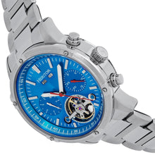 Load image into Gallery viewer, Heritor Automatic Wilhelm Semi-Skeleton Bracelet Watch w/Day/Date - Silver/Blue - HERHS2103

