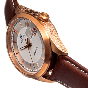 Heritor Automatic Ashton Leather-Band Watch w/Date - White/Rose Gold - HERHS1404