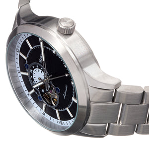 Heritor Automatic Oscar Semi-Skeleton Bracelet Watch - Black/Silver - HERHS1006