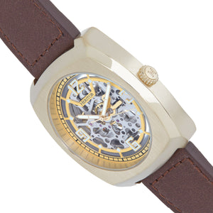 Heritor Automatic Gatling Skeletonized Leather-Band Watch - Gold/Brown - HERHS2303