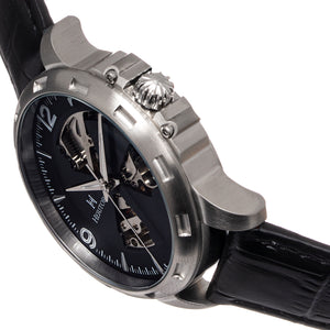 Heritor Automatic Theo Semi-Skeleton Leather-Band Watch - Black - HERHS1702