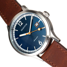 Load image into Gallery viewer, Heritor Automatic Becker Leather-Band Watch w/Date - Silver/Navy - HERHR9605
