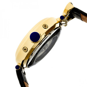 Heritor Automatic Ganzi Semi-Skeleton Leather-Band Watch - Gold/Black - HERHR3304