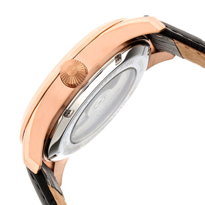 Heritor Automatic Stanley Semi-Skeleton Leather-Band Watch - Rose Gold/Black - HERHR6506