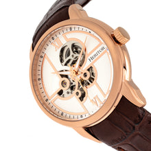 Load image into Gallery viewer, Heritor Automatic Sanford Semi-Skeleton Leather-Band Watch - Rose Gold/Brown - HERHR8304
