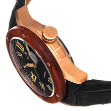 Load image into Gallery viewer, Heritor Automatic Everest Wooden Bezel Leather Band Watch /Date  - Rose Gold/Black - HERHS1605
