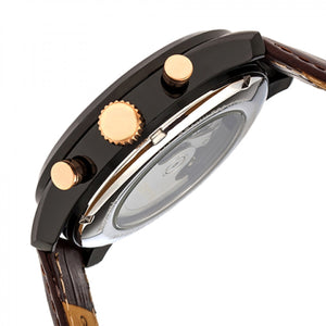 Heritor Automatic Benedict Leather-Band Watch w/ Day/Date - Black/Dark Brown - HERHR6806