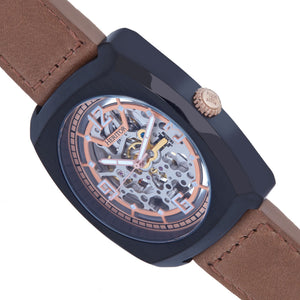 Heritor Automatic Gatling Skeletonized Leather-Band Watch - Black/Light Brown - HERHS2306