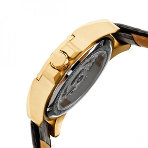 Heritor Automatic Armstrong Skeleton Leather-Band Watch - Gold/Silver - HERHR3403