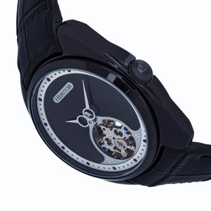 Heritor Automatic Roman Semi-Skeleton Leather-Band Watch - Black - HERHS2205
