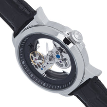 Load image into Gallery viewer, Heritor Automatic Xander Semi-Skeleton Leather-Band Watch - Silver/Black - HERHS2401
