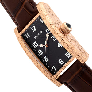 Heritor Automatic Jefferson Leather-Band Watch - Rose Gold/Black - HERHR8803