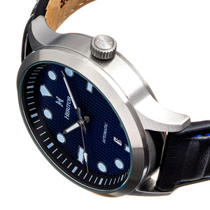 Heritor Automatic Bradford Leather-Band Watch w/Date - Blue & Black - HERHS1104