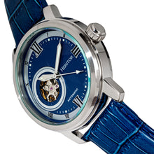 Load image into Gallery viewer, Heritor Automatic Maxim Semi-Skeleton Leather-Band Watch - Silver/Blue - HERHR8603
