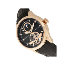 Load image into Gallery viewer, Heritor Automatic Gregory Semi-Skeleton Leather-Band Watch - Rose Gold/Black - HERHR8105

