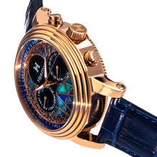 Load image into Gallery viewer, Heritor Automatic Legacy Leather-Band Watcch w/Day/Date - Rose Gold/Blue - HERHR9705
