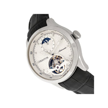 Load image into Gallery viewer, Heritor Automatic Gregory Semi-Skeleton Leather-Band Watch - Silver/Black - HERHR8101
