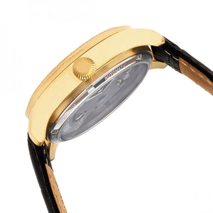 Heritor Automatic Winthrop Leather-Band Skeleton Watch - Gold/Black - HERHR7304