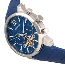 Load image into Gallery viewer, Heritor Automatic Arthur Semi-Skeleton Leather-Band Watch w/ Day/Date - Silver/Blue - HERHR7903
