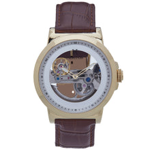 Load image into Gallery viewer, Heritor Automatic Xander Semi-Skeleton Leather-Band Watch - Gold/Brown - HERHS2403
