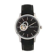 Load image into Gallery viewer, Heritor Automatic Landon Semi-Skeleton Leather-Band Watch - Silver/Black - HERHR7702
