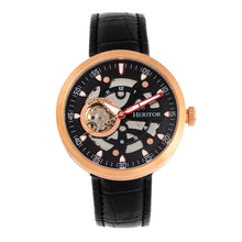 Load image into Gallery viewer, Heritor Automatic Jasper Skeleton Leather-Band Watch - Rose Gold/Black - HERHR8707
