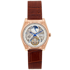 Heritor Automatic Daxton Skeleton Watch - Brown/Rose Gold - HERHS3005