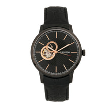Load image into Gallery viewer, Heritor Automatic Landon Semi-Skeleton Leather-Band Watch - Black - HERHR7706
