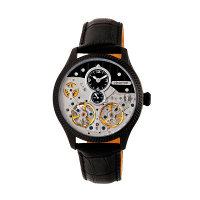 Heritor Automatic Winthrop Leather-Band Skeleton Watch - HERHR7306